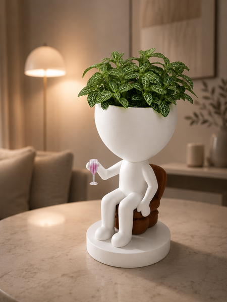 Ghiveci de flori 3D WineBuddy Relax, alb, 140 &times; 235 mm 3dv1007 foto
