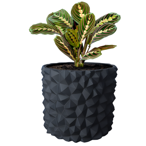 Ghiveci de flori 3d, Obsidian , rotund 13 x 12 cm, Culoare Antracit 3dv0796 foto