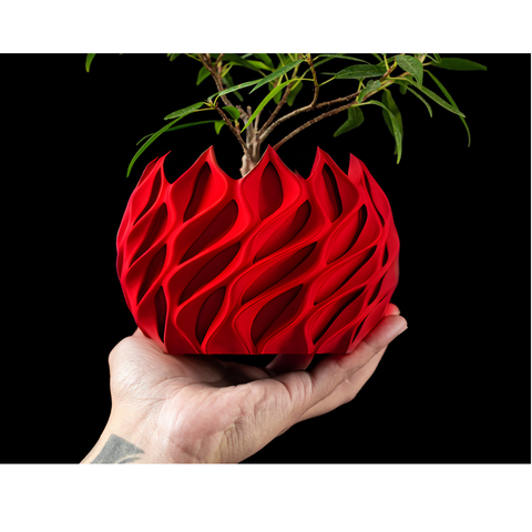 Ghiveci de flori 3d Flame Premium rotund 18 x 13 cm, Culoare Rosu 3dv0135 foto