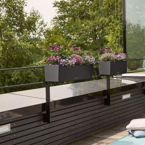 Ghiveci inteligent Lechuza Balconera Stone 80 dreptunghiular 12 l 19 x 79 x 19 cm, Culoare Negru grafit 15662 foto