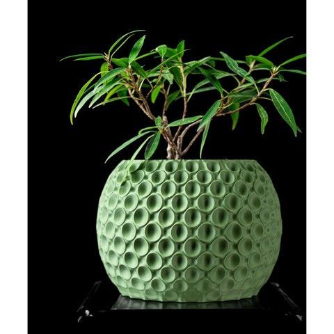 Ghiveci de flori 3d Sferra rotund 16 x 14 cm, Culoare Verde 3dv0386 foto