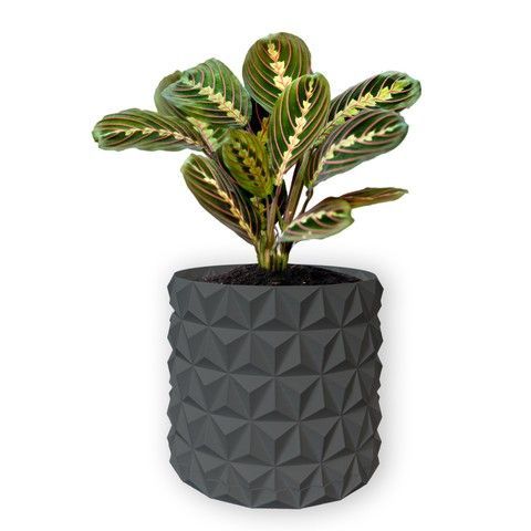 Ghiveci de flori 3d, Krystar , rotund 16.5 x 15.5 cm, Culoare Gri 3dv0757 foto