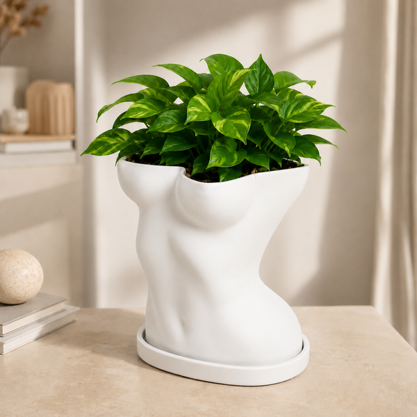 Ghiveci &ndash; vază de flori 3D &bdquo;Thalia&rdquo; alb &ndash; siluetă feminină 220 &times; 225 mm 3dv1118 foto