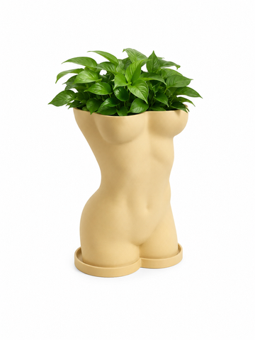 Ghiveci &ndash; vază de flori 3D &bdquo;Selene&rdquo; bej &ndash; siluetă feminină 135 &times; 190 mm 3dv1069 foto
