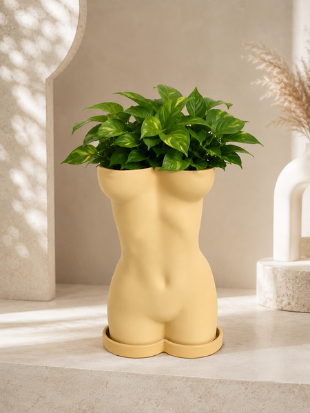 Ghiveci &ndash; vază de flori 3D &bdquo;Selene&rdquo; bej &ndash; siluetă feminină 135 &times; 190 mm 3dv1069 foto