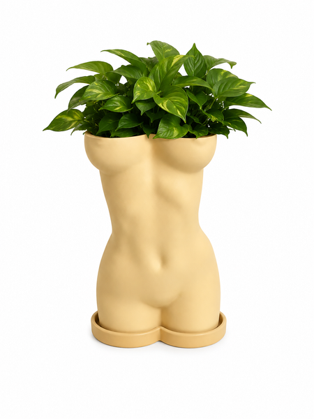 Ghiveci &ndash; vază de flori 3D &bdquo;Selene&rdquo; bej &ndash; siluetă feminină 135 &times; 190 mm 3dv1069 foto