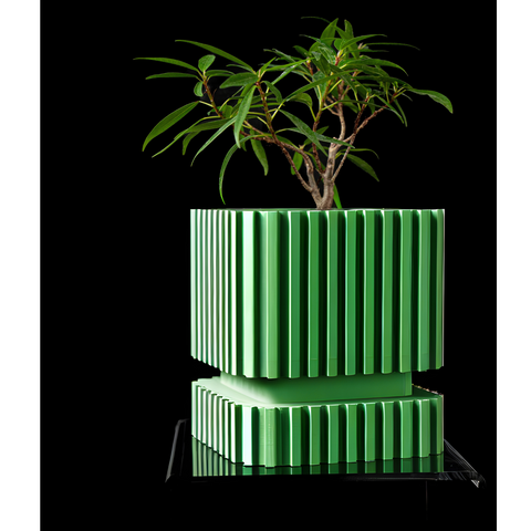 Ghiveci de flori 3d Tower rotund 14 x 15.5 cm, Culoare Verde 3dv0369 foto