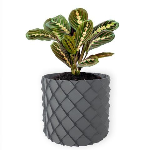 Ghiveci de flori 3d, Volcanic Dragon , rotund 14.5 x 13.5 cm, Culoare Gri 3dv0608 foto