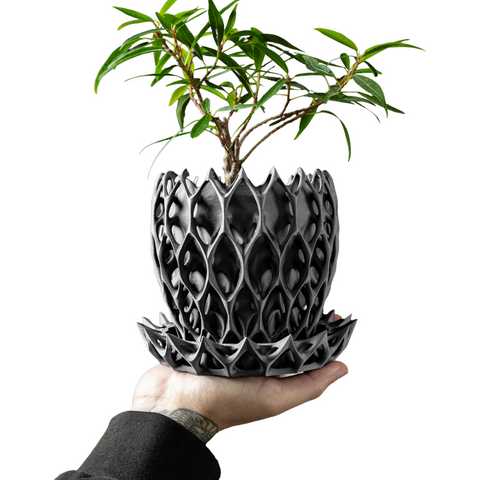 Ghiveci de flori 3d Lavarra ridicat 13.5 x 11.5 cm, Culoare Antracit 3dv0470 foto