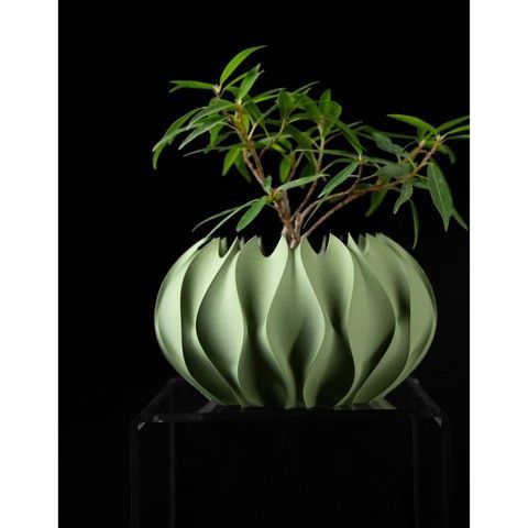 Ghiveci de flori 3d Roundflower Premium rotund 13 x 8 cm, Culoare Verde 3dv0186 foto