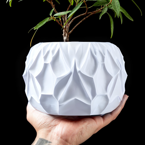 Ghiveci de flori 3d Mistella rotund 15 x 12.5 cm, Culoare Alb 3dv0397 foto