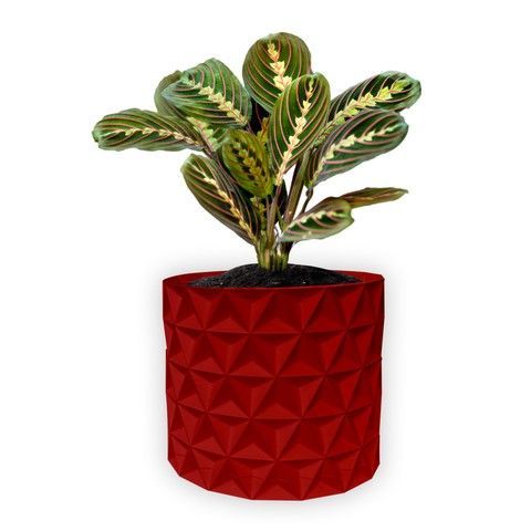 Ghiveci de flori 3d, Trigrix , rotund 14.5 x 13.5 cm, Culoare Rosu 3dv0909 foto