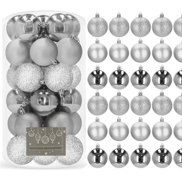 Set globuri de Craciun, 30 bucati, 3 modele, 6cm, argintiu CA-0007 foto