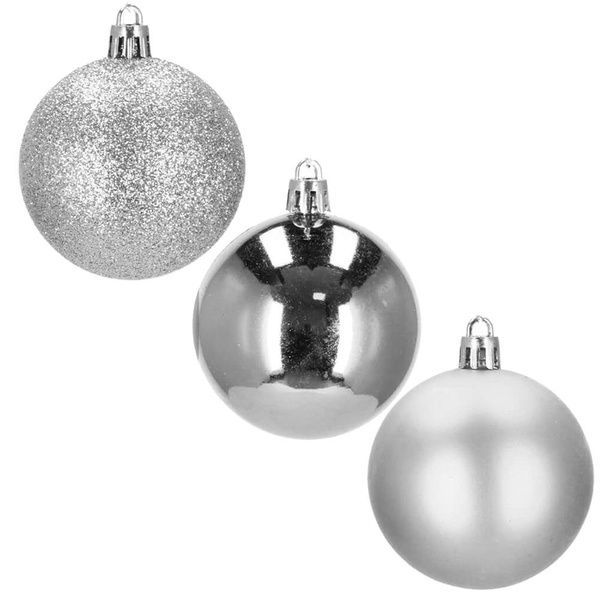 Set globuri de Craciun, 30 bucati, 3 modele, 6cm, argintiu CA-0007 foto