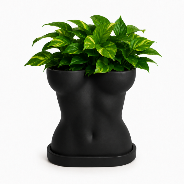 Ghiveci &ndash; vază de flori 3D &bdquo;Thalia&rdquo; negru &ndash; siluetă feminină 220 &times; 225 mm 3dv1120 foto