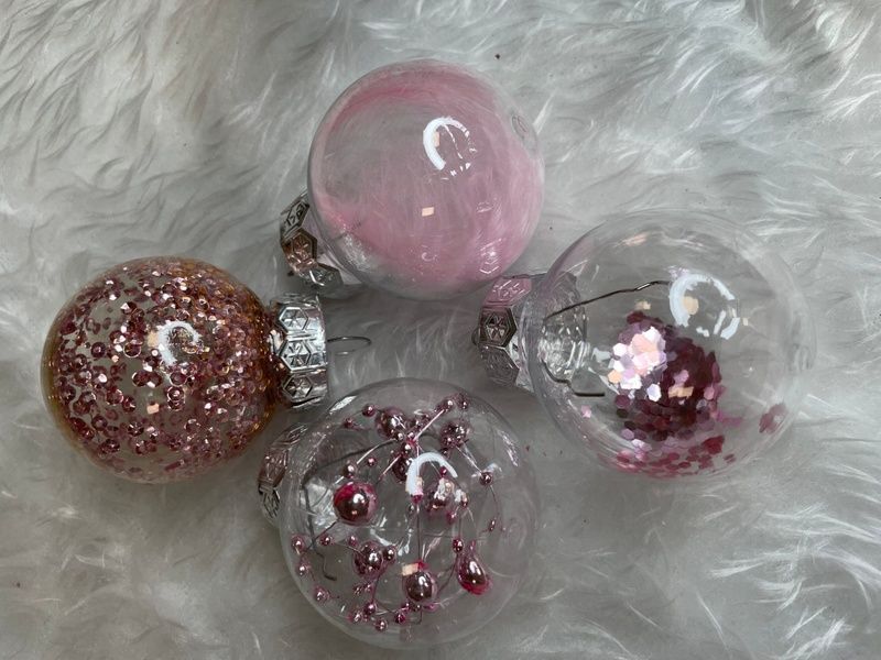 Set globuri de Craciun Inedit, 24 bucati, 5cm, transparente si roz pal CA-0885 foto