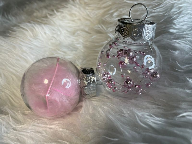 Set globuri de Craciun Inedit, 24 bucati, 5cm, transparente si roz pal CA-0885 foto