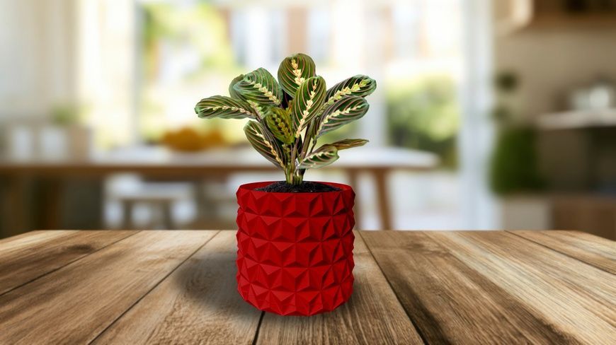 Ghiveci de flori 3d, Krystar , rotund 12 x 11 cm, Culoare Rosu 3dv0760 foto