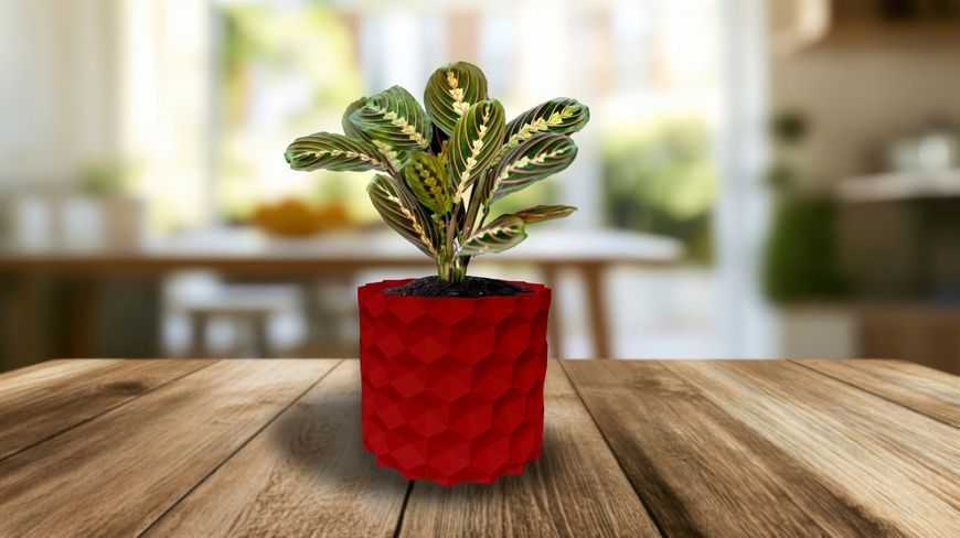 Ghiveci de flori 3d, Geonix , rotund 11 x 10 cm, Culoare Rosu 3dv0710 foto
