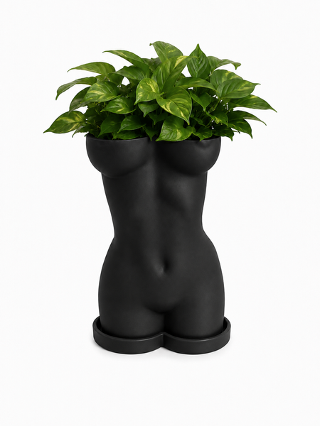 Ghiveci &ndash; vază de flori 3D &bdquo;Selene&rdquo; negru &ndash; siluetă feminină 115 &times; 160 mm 3dv1072 foto