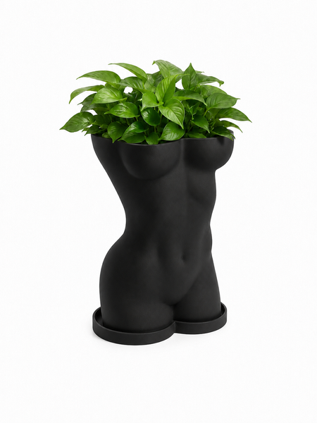 Ghiveci &ndash; vază de flori 3D &bdquo;Selene&rdquo; negru &ndash; siluetă feminină 115 &times; 160 mm 3dv1072 foto