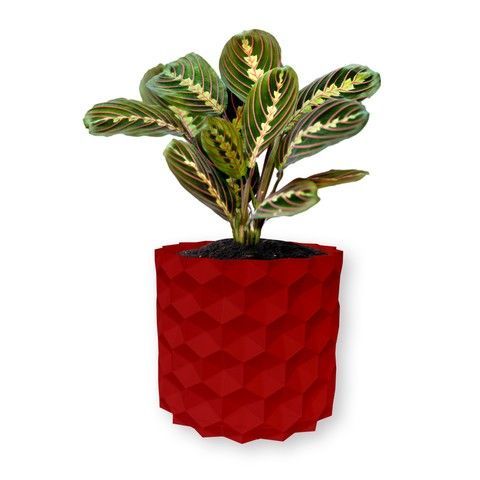 Ghiveci de flori 3d, Geonix , rotund 12 x 11 cm, Culoare Rosu 3dv0711 foto