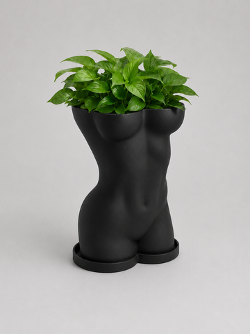 Ghiveci &ndash; vază de flori 3D &bdquo;Selene&rdquo; negru &ndash; siluetă feminină 125 &times; 175 mm 3dv1073 foto