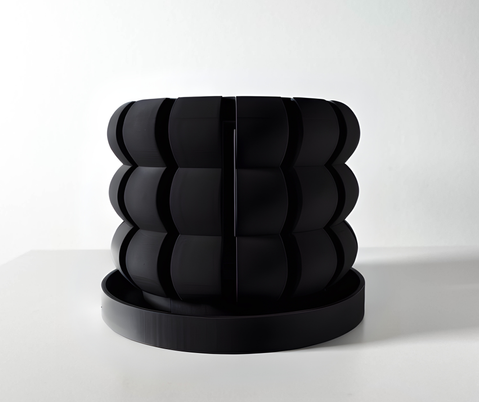 Ghiveci de flori 3d Orchid Noor Premium rotund 16 x 12.5 cm, Culoare Negru 3dv0262 foto