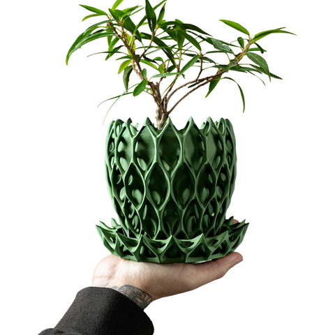 Ghiveci de flori 3d Lavarra ridicat 13.5 x 11.5 cm, Culoare Verde 3dv0476 foto