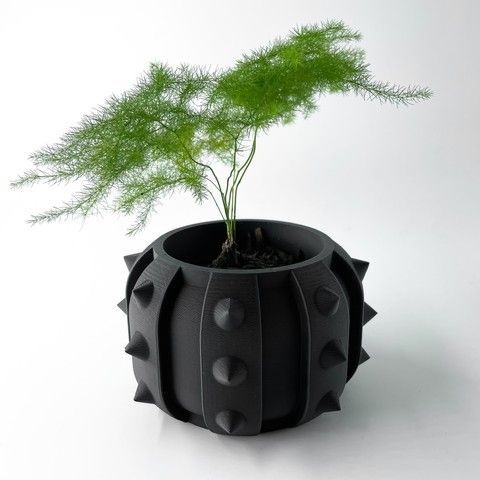 Ghiveci de flori 3d Spike rotund 15.5 x 11 cm, Culoare Negru 3dv0430 foto