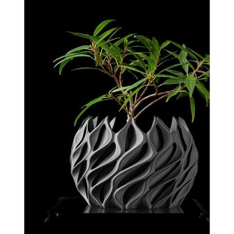 Ghiveci de flori 3d Flame Premium rotund 15 x 11 cm, Culoare Antracit 3dv0143 foto