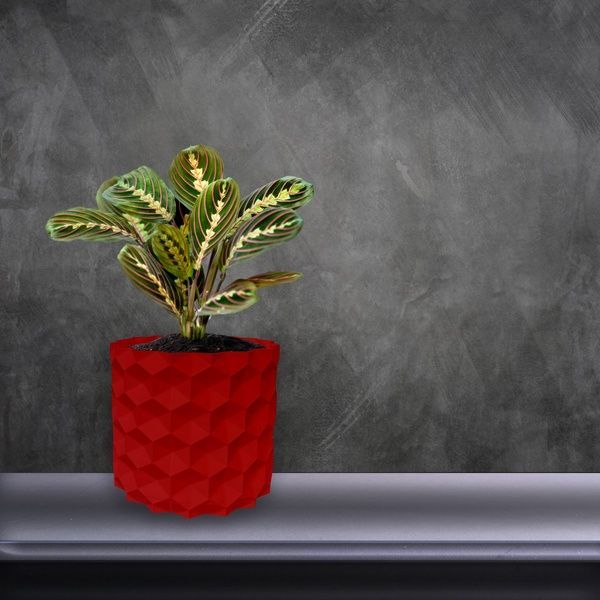 Ghiveci de flori 3d, Geonix , rotund 13 x 12 cm, Culoare Rosu 3dv0712 foto