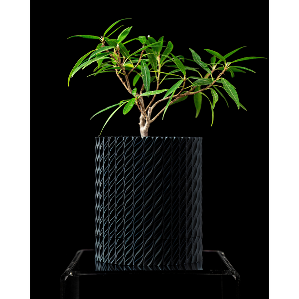 Ghiveci de flori 3d Folium Premium rotund 10.5 x 12 cm, Culoare Antracit 3dv0024 foto