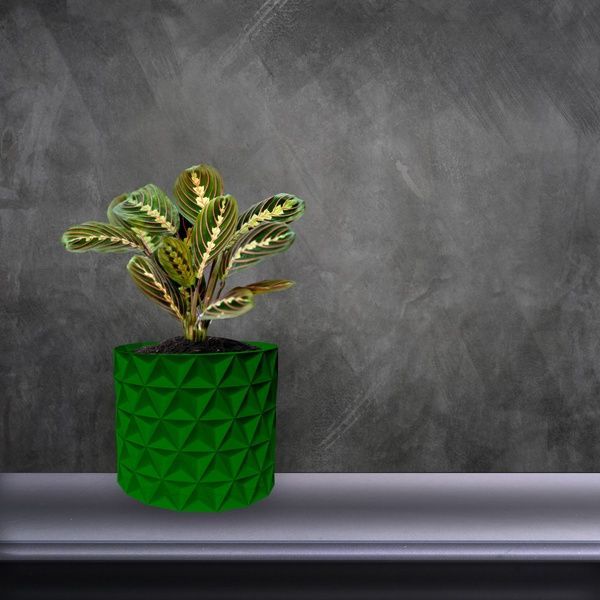 Ghiveci de flori 3d, Trigrix , rotund 11 x 10 cm, Culoare Verde 3dv0913 foto
