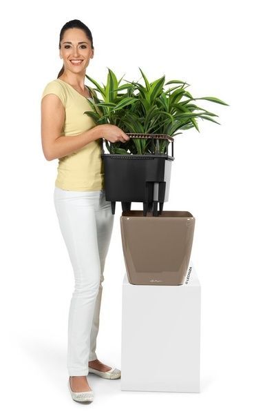 Ghiveci inteligent Lechuza Quadro Premium LS 35 pătrat 17 l 36 x 33 cm, Culoare Alb 16160 foto