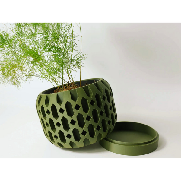 Ghiveci de flori 3d Geolux Premium rotund 10 x 7.5 cm, Culoare Verde 3dv0095 foto