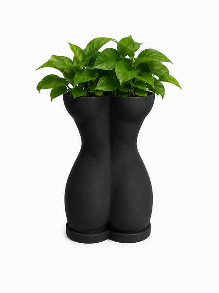 Ghiveci &ndash; vază de flori 3D &bdquo;Selene&rdquo; negru &ndash; siluetă feminină 160 &times; 230 mm 3dv1108 foto