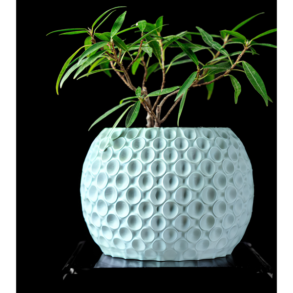 Ghiveci de flori 3d Sferra rotund 13.5 x 11.5 cm, Culoare Alb 3dv0378 foto
