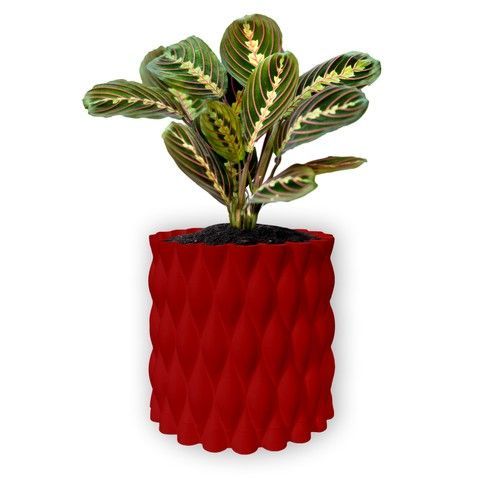 Ghiveci de flori 3d, Twist Flow , rotund 13 x 12 cm, Culoare Rosu 3dv0516 foto