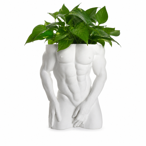 Ghiveci &ndash; vază de flori 3D &bdquo;Atlas&rdquo; alb &ndash; tors masculin 150 &times; 180 mm 3dv1027 foto