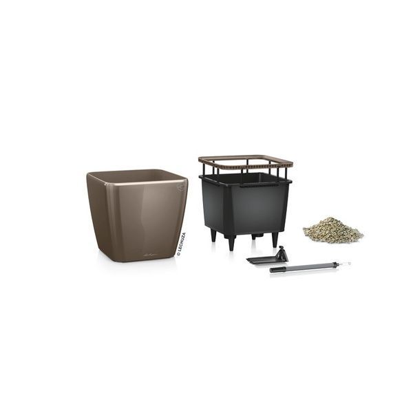 Ghiveci inteligent Lechuza Quadro Premium LS 35 pătrat 17 l 36 x 33 cm, Culoare Taupe 16165 foto
