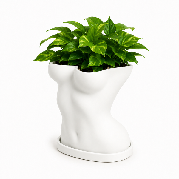 Ghiveci &ndash; vază de flori 3D &bdquo;Thalia&rdquo; alb &ndash; siluetă feminină 160 &times; 165 mm 3dv1078 foto