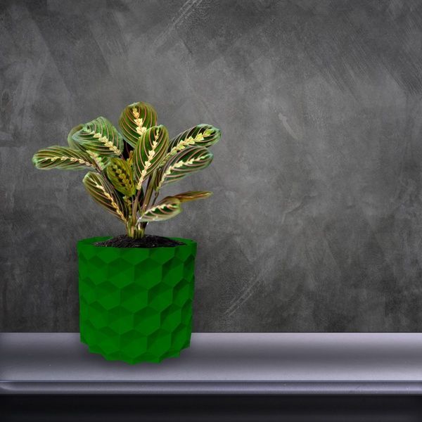 Ghiveci de flori 3d, Geonix , rotund 11 x 10 cm, Culoare Verde 3dv0717 foto