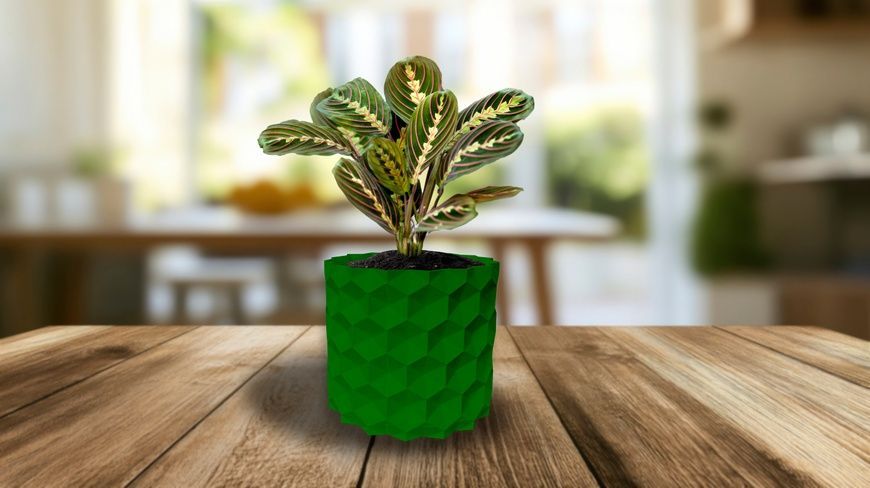 Ghiveci de flori 3d, Geonix , rotund 11 x 10 cm, Culoare Verde 3dv0717 foto