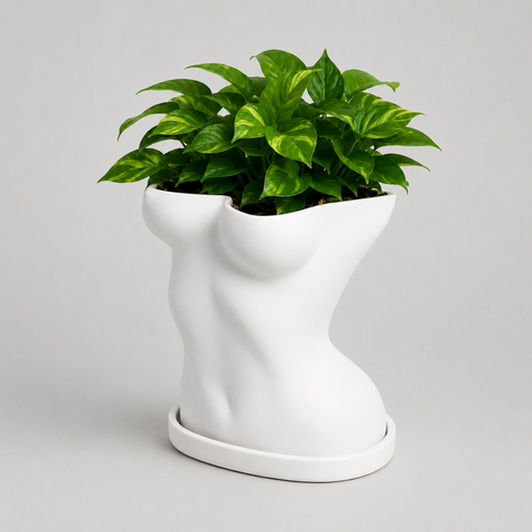 Ghiveci &ndash; vază de flori 3D &bdquo;Thalia&rdquo; alb &ndash; siluetă feminină 180 &times; 185 mm 3dv1080 foto