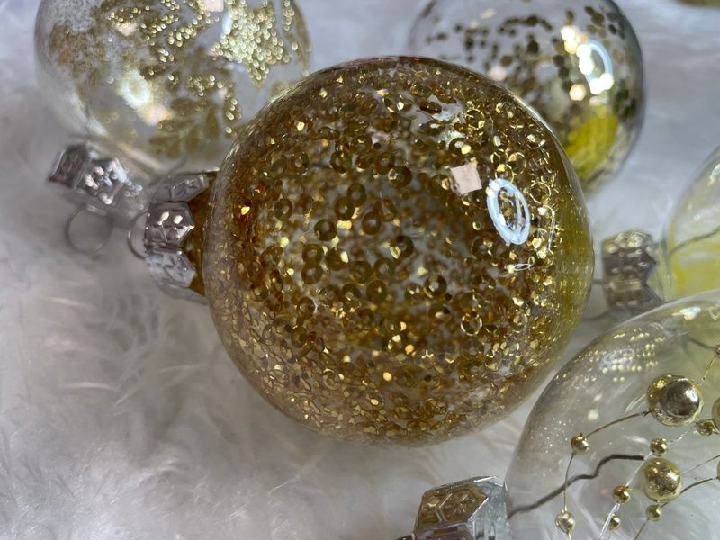 Set globuri de Craciun Inedit, 30 bucati, 7cm, transparente si auriu CA-0882 foto