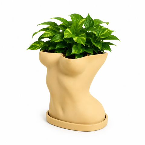 Ghiveci &ndash; vază de flori 3D &bdquo;Thalia&rdquo; bej &ndash; siluetă feminină 160 &times; 165 mm 3dv1083 foto