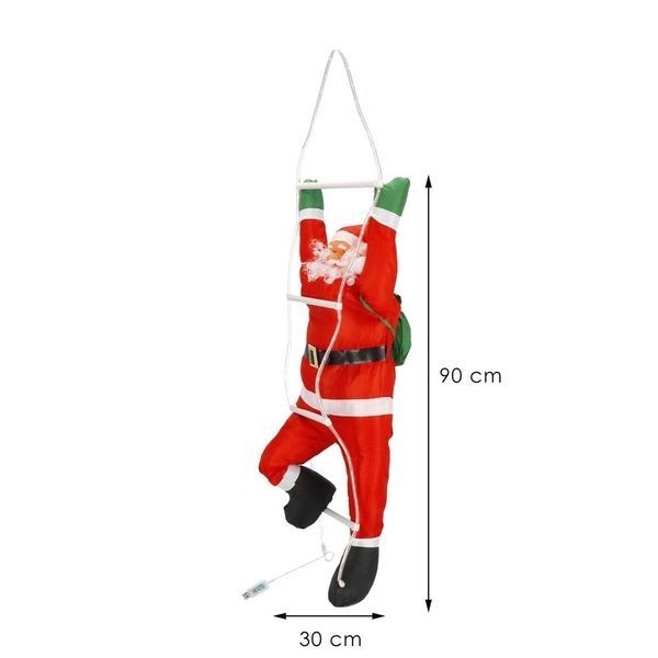 Figurina Craciun, Mos Craciun pe scara, cu iluminare LED, alimentare USB, pentru interior CA-1028 foto