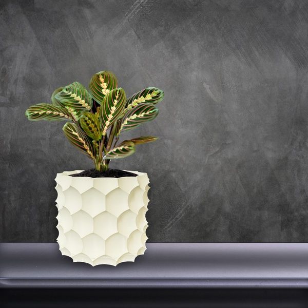 Ghiveci de flori 3d, Razorix , rotund 13 x 12 cm, Culoare Аlb 3dv0873 foto