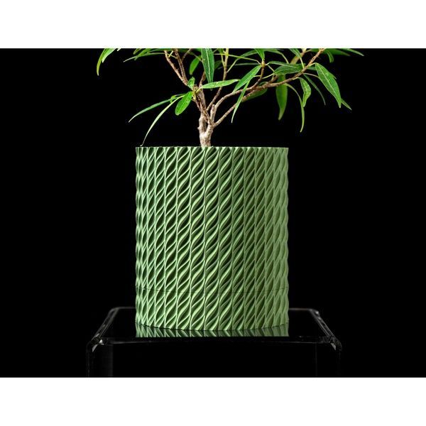 Ghiveci de flori 3d Folium Premium rotund 10.5 x 12 cm, Culoare Verde 3dv0042 foto